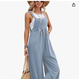 Casual overalls,women’s,linen,wide-legged,overall with pockets
